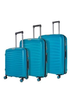 Rock Luggage Sunwave 8-Wheel Suitcases - 3 Piece Set - Blue