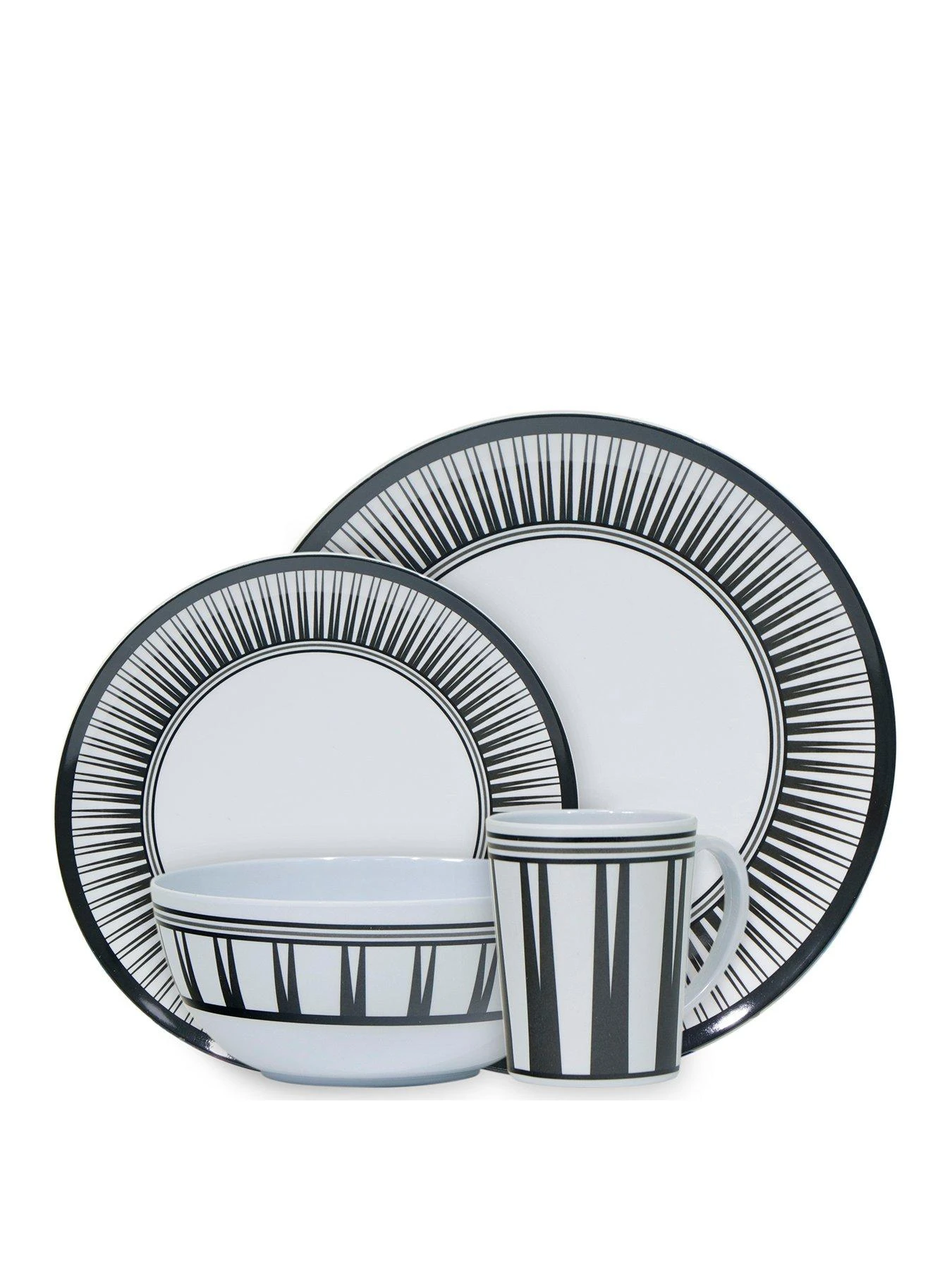 Streetwize Camping/Caravan Melamine Dinnerware Set - Stripe 3 Streetwize Camping/Caravan Melamine Dinnerware Set - Stripe