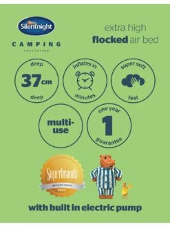 Silentnight Camping Collection Extra Deep Flocked Airbed With Electric Pump - Single -Reata Bags Travel Shop T4ETP SQ7 0000000088 NO COLOR DGy