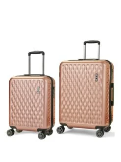 Rock Luggage Allure 2 Piece Set Hardshell 8 Wheel Spinner - ROSE PINK