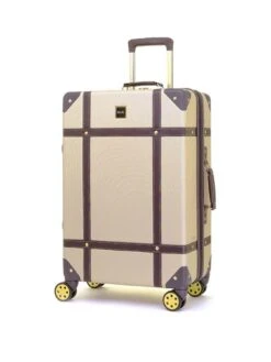 Rock Luggage Vintage 8 Wheel Retro Style Hardshell Medium Suitcase - Gold