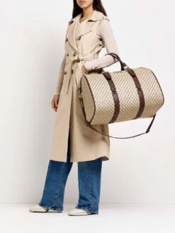 River Island Monogram Oversized Barrel -Reata Bags Travel Shop VBLQC SQ5 0000000108 BEIGE SLd2