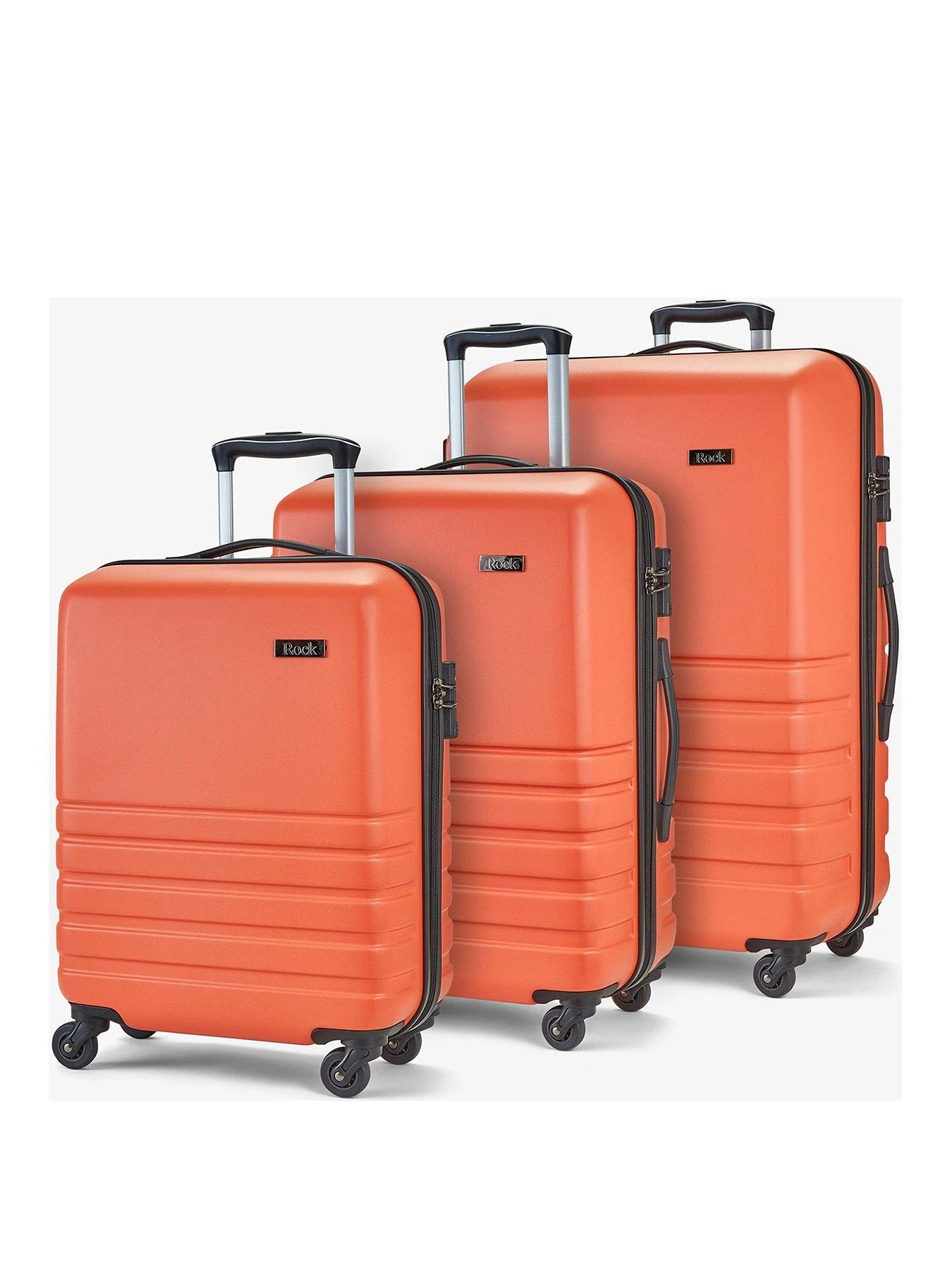 Rock Luggage Byron 3 Piece Set Hardshell 4 Wheel TSA Spinner - Orange 3 Rock Luggage Byron 3 Piece Set Hardshell 4 Wheel TSA Spinner - Orange