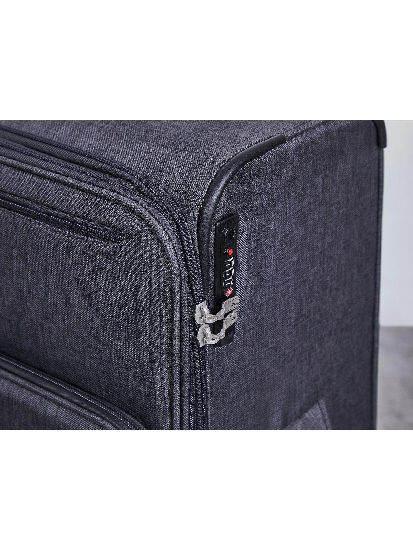 Rock Luggage Rocklite DLX 8 Wheel Soft Unique Lightweight Medium Suitcase - Charcoal 6 Rock Luggage Rocklite DLX 8 Wheel Soft Unique Lightweight Medium Suitcase - Charcoal - Image 4