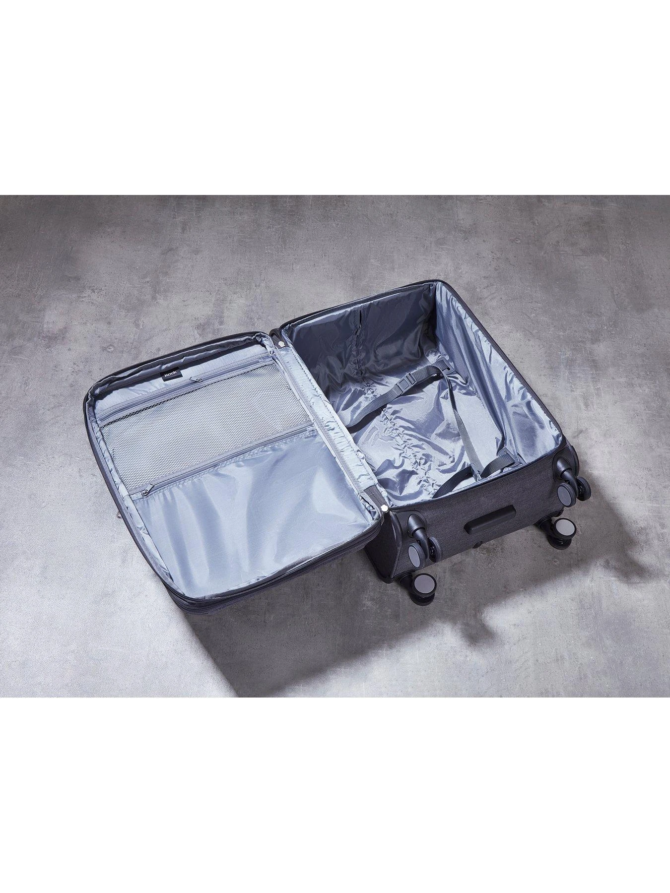 Rock Luggage Rocklite DLX 8 Wheel Soft Unique Lightweight Medium Suitcase - Charcoal 8 Rock Luggage Rocklite DLX 8 Wheel Soft Unique Lightweight Medium Suitcase - Charcoal - Image 6