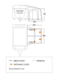 Vango Balletto Air 260 Elements ProShield Caravan Awning -Reata Bags Travel Shop VFWEC SQ5 0000000005 GREY SLd2