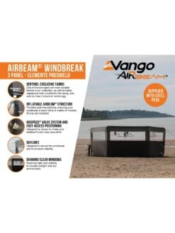 Vango AirBeam Windbreak - 3 Panel - Elements ProShield -Reata Bags Travel Shop VFWEG SQ5 0000000005 GREY SLd2