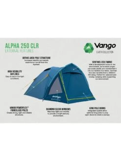 Vango Alpha 250 CLR 2 Man Tent -Reata Bags Travel Shop VFWF1 SQ6 0000000020 BLUE SLd3