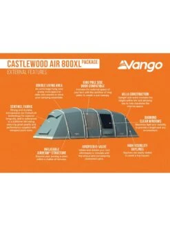 Vango Castlewood Air 800XL Package AirBeam Tent (8 Person) -Reata Bags Travel Shop VFWF8 SQ5 0000000047 GREEN SLd2