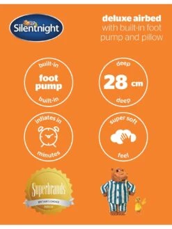 Silentnight Camping Collection Flock Airbed - Footpump - Blue - Double -Reata Bags Travel Shop VLKFF SQ5 0000000088 NO COLOR SLd2